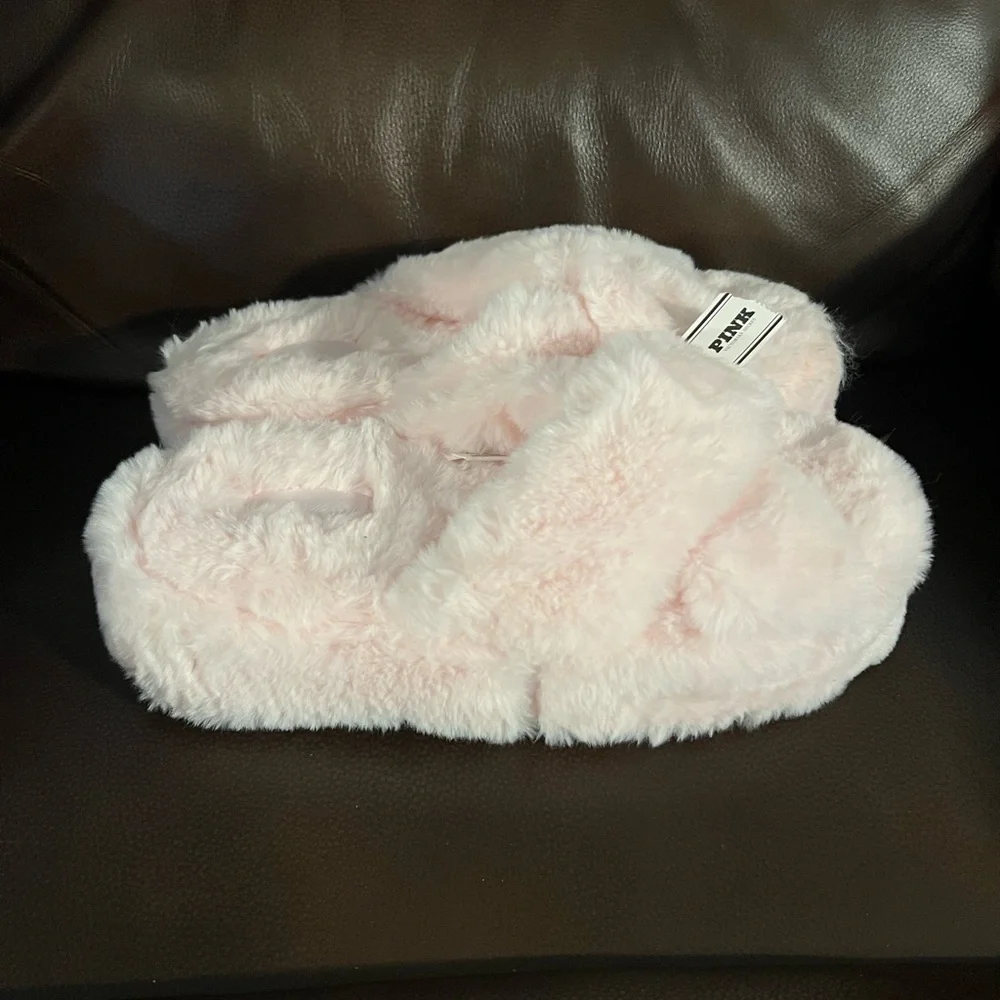 PINK Victoria's Secret Plush Slippers - Picture 2 of 4